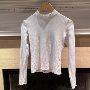 abercrombie kids White Ribbed Mock Neck Long Sleeve Tee